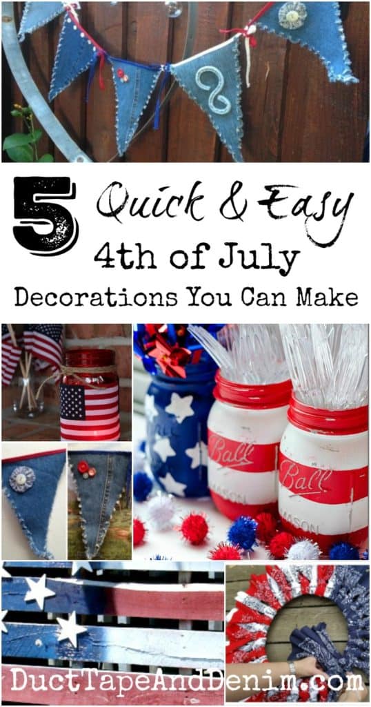 5 Quick easy July 4th decorations you can make, more patriotic DIY crafts on DuctTapeAndDenim.com