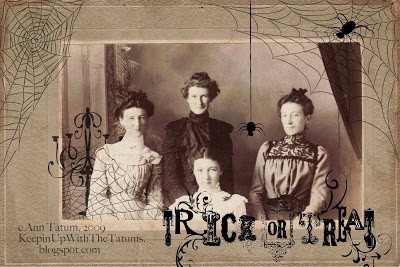 Trick or treat Halloween sisters, digital vintage cabinet card | DuctTapeAndDenim.com