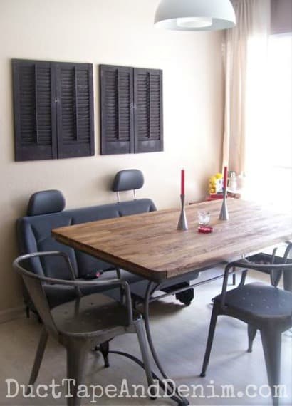 Our new dining room table and metal chairs from Cost Plus | DuctTapeAndDenim.com