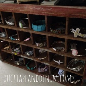 Vintage Divided Coca-Cola Soda Crate used as display for bracelets | DuctTapeAndDenim.com