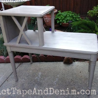Simple Gray Side Table Makeover with Chalk Type Paint
