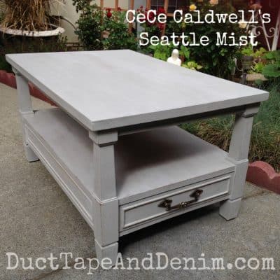 Vintage End Table Painted with Gray Chalk Type Paint