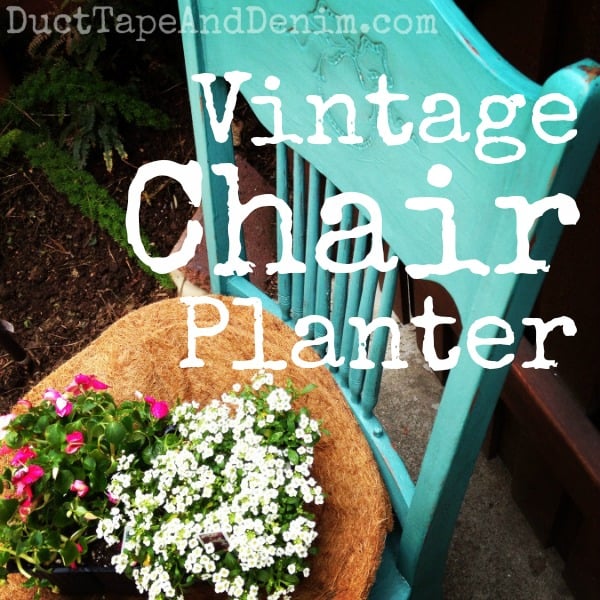 Vintage chair planter painted with CeCe Caldwell's Dustin Green natural chalk and clay paint