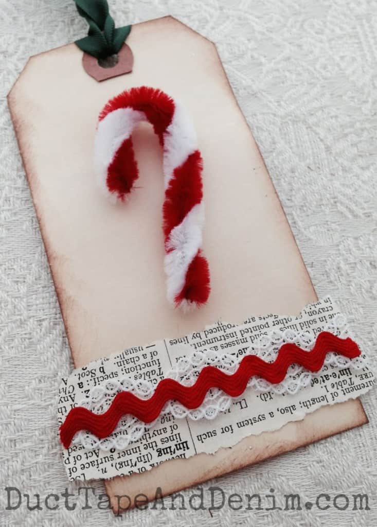 Christmas candy cane gift tag