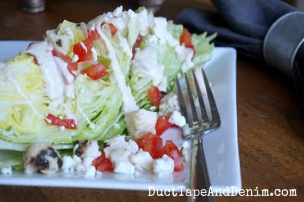 Chicken ranch wedge salad close up | DuctTapeAndDenim.com