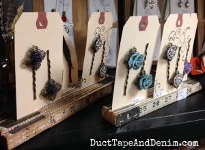 Vintage folding rulers flea market display for bobby pins | DuctTapeAndDenim.com