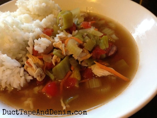 Easy Texas gumbo recipe. Other soup, stew, and more recipes on DuctTapeAndDenim.com