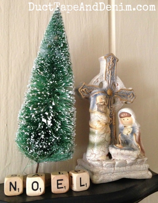 Nativity scene with vintage NOEL letter blocks. See more of my collection on DuctTapeAndDenim.com