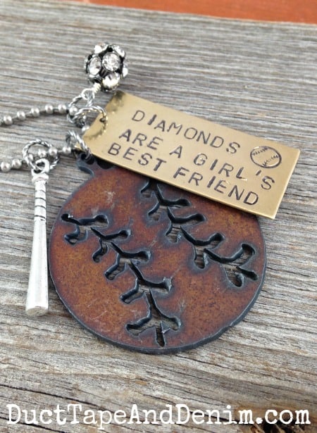 Diamonds are a girl's best friend baseball necklace | DuctTapeAndDenim.com