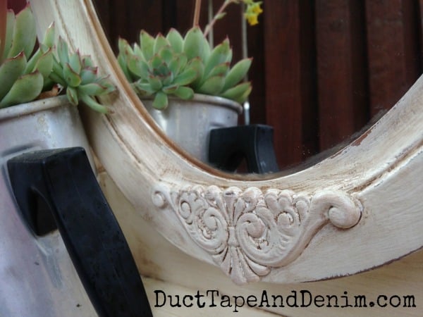 Close up of detail in my thrift store mirror makeover | DuctTapeAndDenim.com