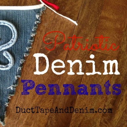 How to make a fun 4th of July banner out of old blue jeans! A patriotic denim pennant tutorial. | DuctTapeAndDenim.com