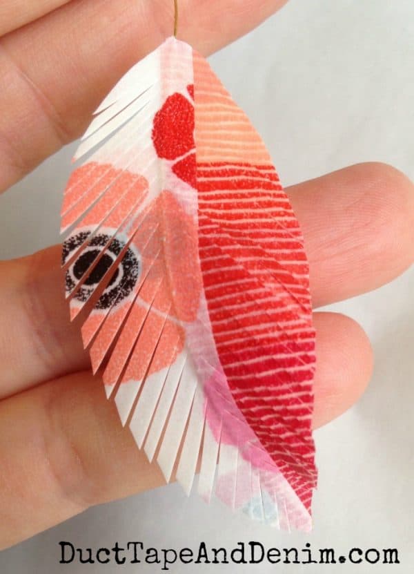 Washi tape feather for earrings | DuctTapeAndDenim.com