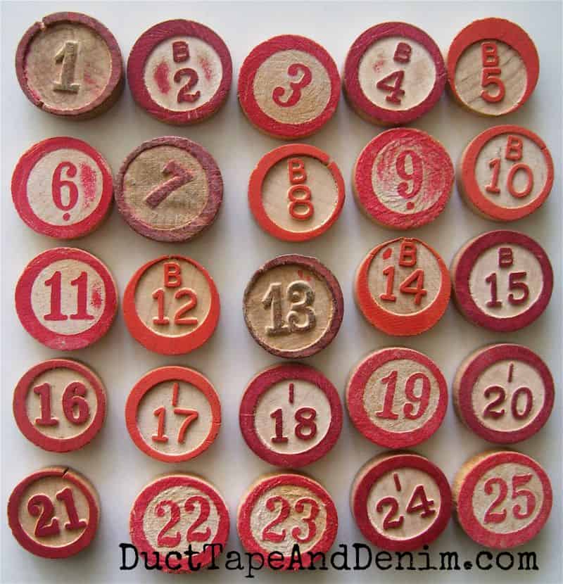 Vintage Bingo numbers would make a great Advent calendar! | DuctTapeAndDenim.com
