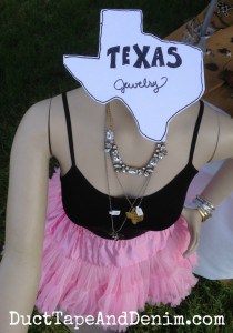 Texas jewelry displayed on mannequin at the flea market | DuctTapeAndDenim.com