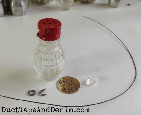 Supplies needed for the vintage salt shaker, Salt of the Earth necklace | DuctTapeAndDenim.com
