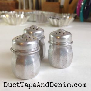 Vintage aluminum salt shakers for my Salt of the Earth Necklaces | DuctTapeAndDenim.com