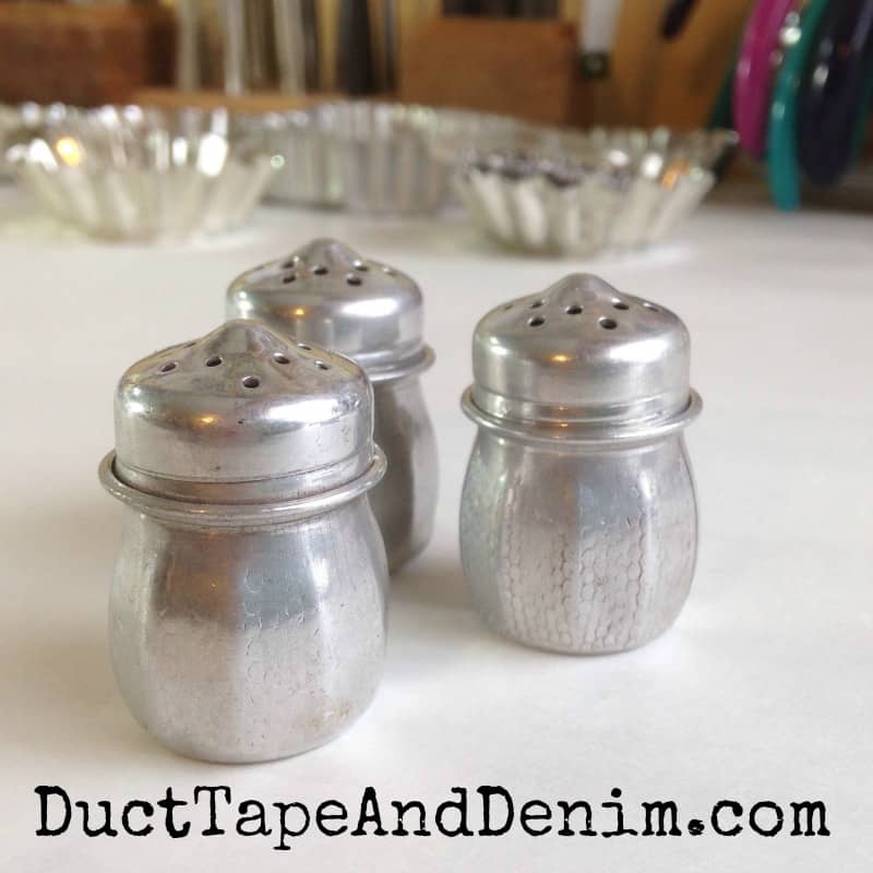 Vintage aluminum salt shakers for my Salt of the Earth Necklaces | DuctTapeAndDenim.com