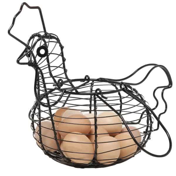 Farmhouse Storage Ideas, wire chicken egg basket | DuctTapeAndDenim.com