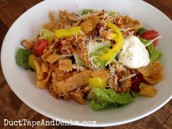 Buffalo Chicken Salad, aka Day After the Super Bowl Salad made with leftovers from our football party | DuctTapeAndDenim.com