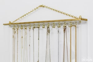 DIY jewelry organizer made from acrylic frame | DuctTapeAndDenim.com