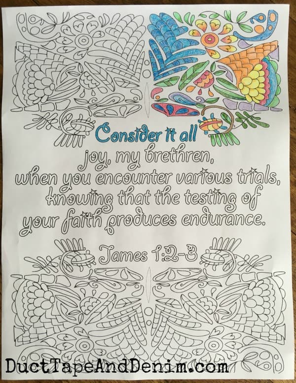 FREE Scripture Verse Coloring Pages, James 1:2-3