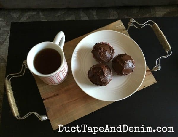 My upcycle thrift store tray project in action! DIY tray makeover | DuctTapeAndDenim.com