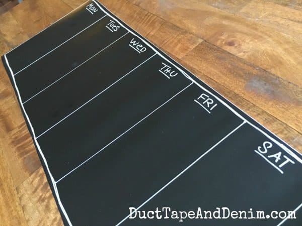 Finished chalkboard meal planner for my refrigerator | DuctTapeAndDenim.com