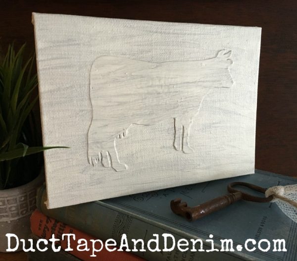 Cow canvas, DecoArts dimensional effects. See more examples on DuctTapeAndDenim.com