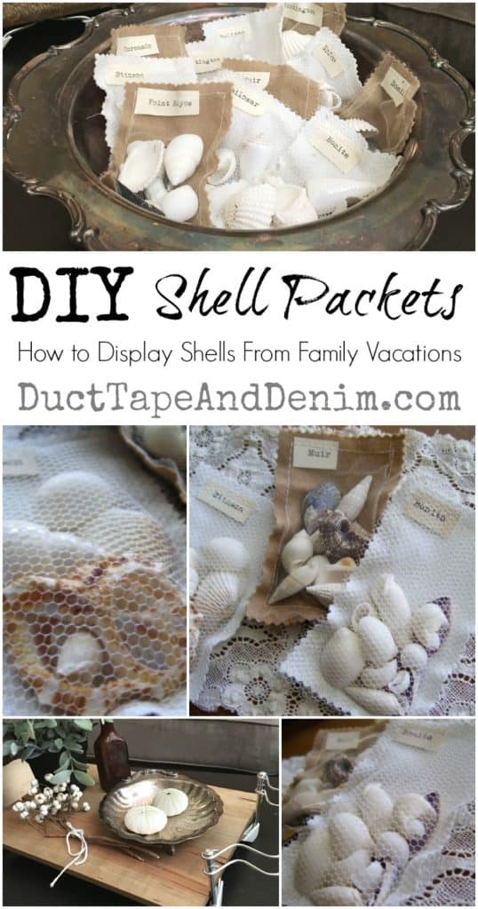 DIY Shell packets, how to display shells from family vacations, summer beach decor | DuctTapeAndDenim.com