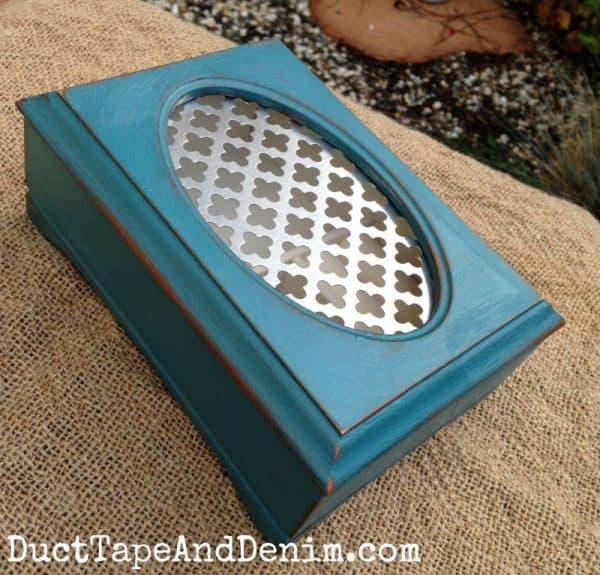 Upcycled jewelry box, teal chalk paint | DuctTapeAndDenim.com