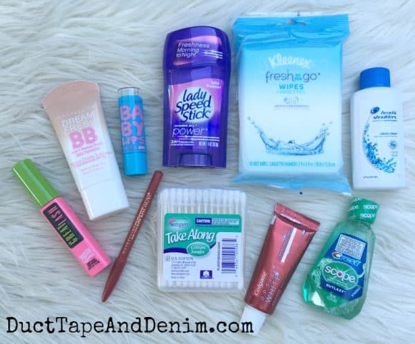 Basic beauty supplies for travel makeup bag | DuctTapeAndDenim.com