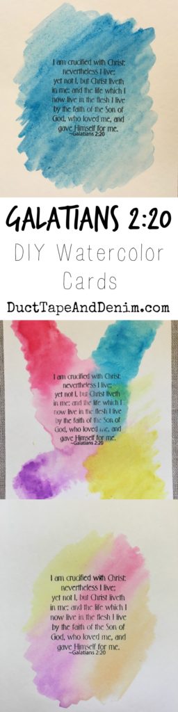 Galatians 2:20 DIY watercolor cards. Tutorial on DuctTapeAndDenim.com