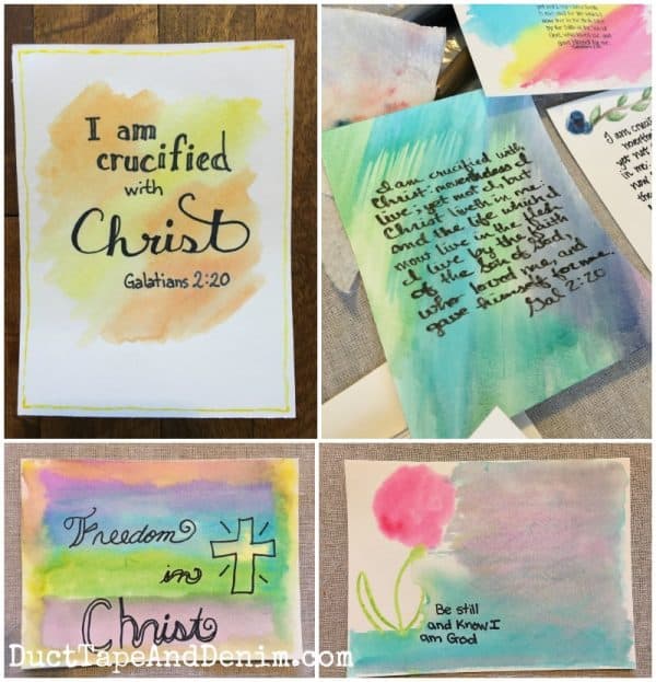 Galatians 2:20 handlettering watercolor Bible verse cards | DuctTapeAndDenim.com