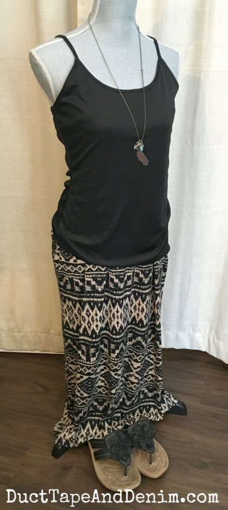 Maxi skirt with tank top for fall flea market | DuctTapeAndDenim.com