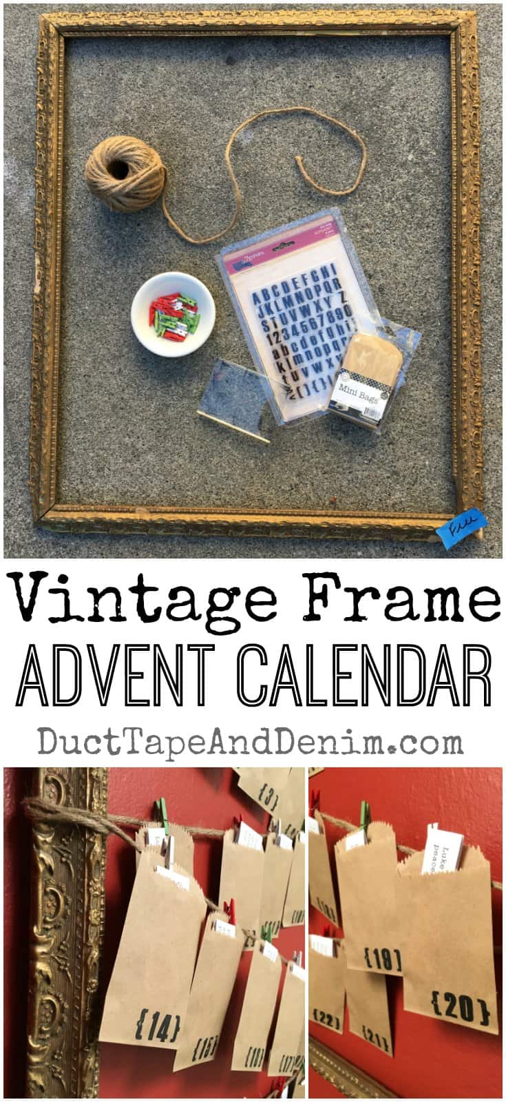 Frame Advent Calendar DIY Vintage Frame Christmas Decor
