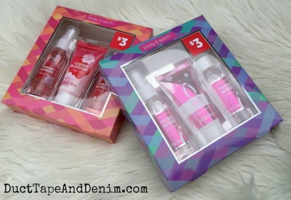 Gift boxes at Dollar General. How to make an inexpensive spa basket from Dollar General | DuctTapeAndDenim.com