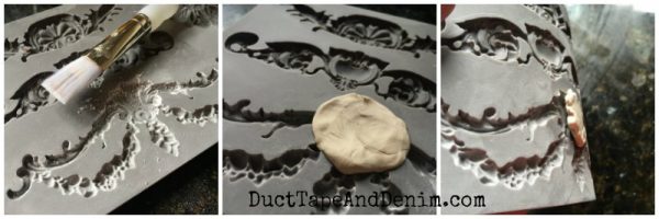 Using mold to make paper clay jewelry | DuctTapeAndDenim.com