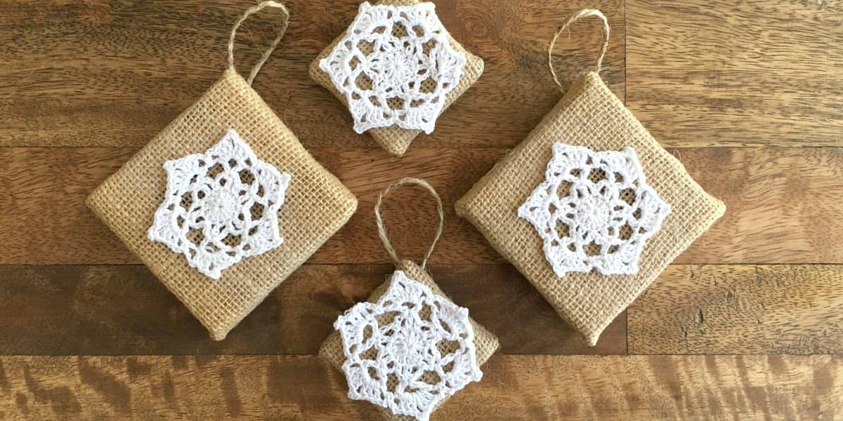 How to Make Quick and Easy Doily Christmas Ornaments on Burlap