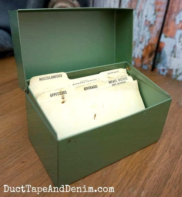 Vintage recipe files in box. DuctTapeAndDenim.com