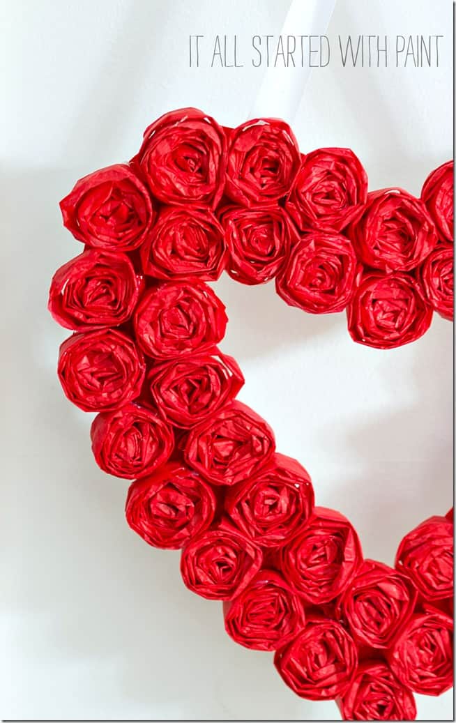 Tissue Paper Rose Heart Wreath More Valentines Day Wreaths On Duct Tape