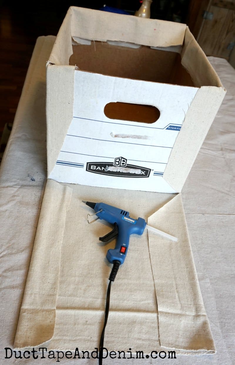 DIY Drop Cloth Fabric Covered Cardboard Box, a Cheap & Easy Storage