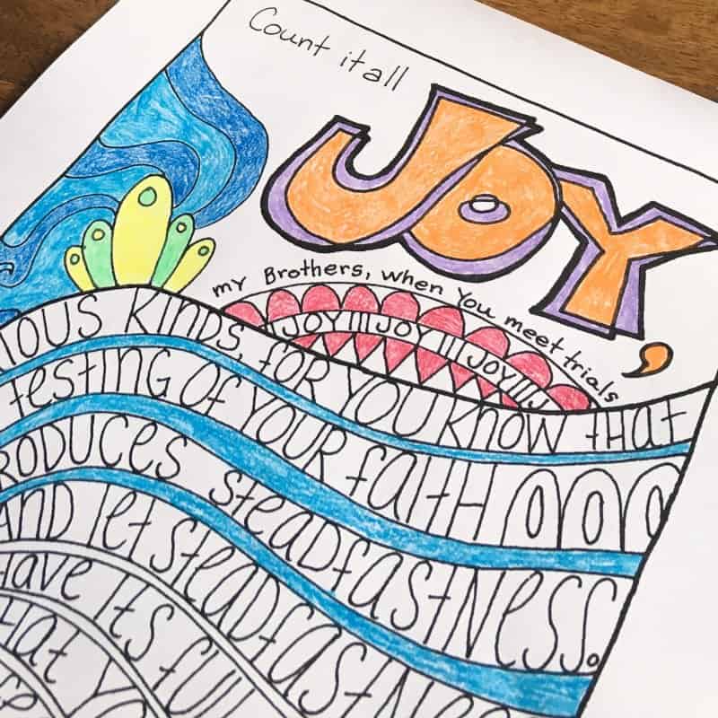 Hand-Drawn Bible Verse Coloring Page, James 1:2-4, FREE ...