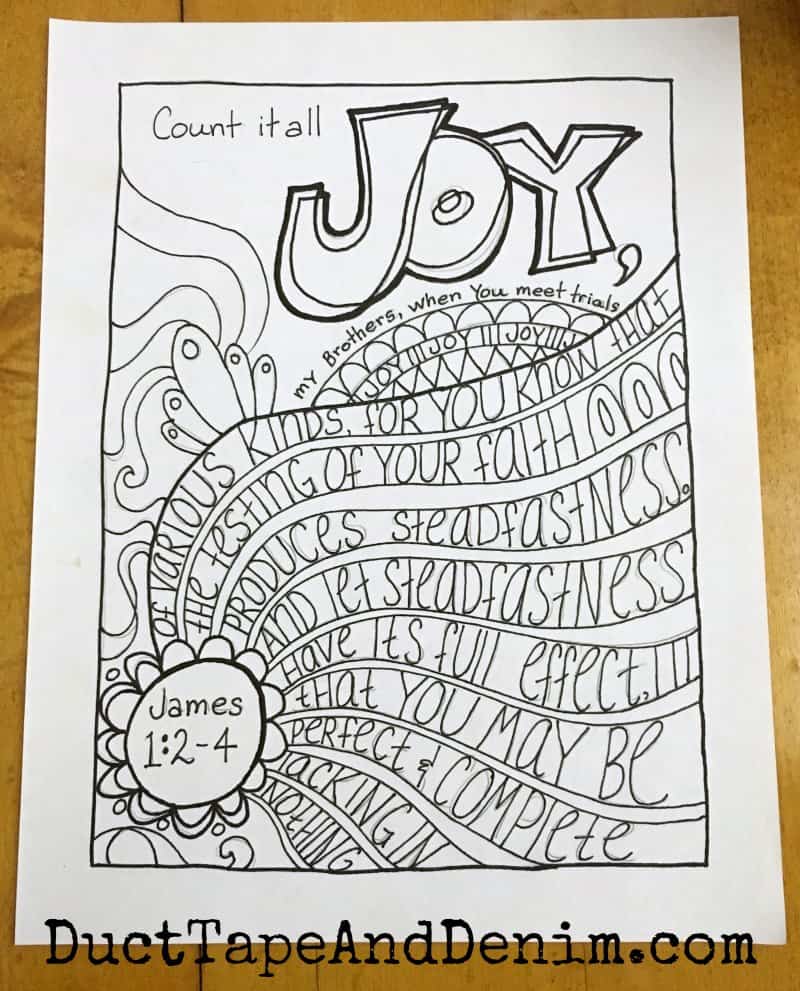 Download Hand-Drawn Bible Verse Coloring Page, James 1:2-4, FREE ...