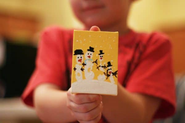 Kids' handprint snowman Christmas ornaments