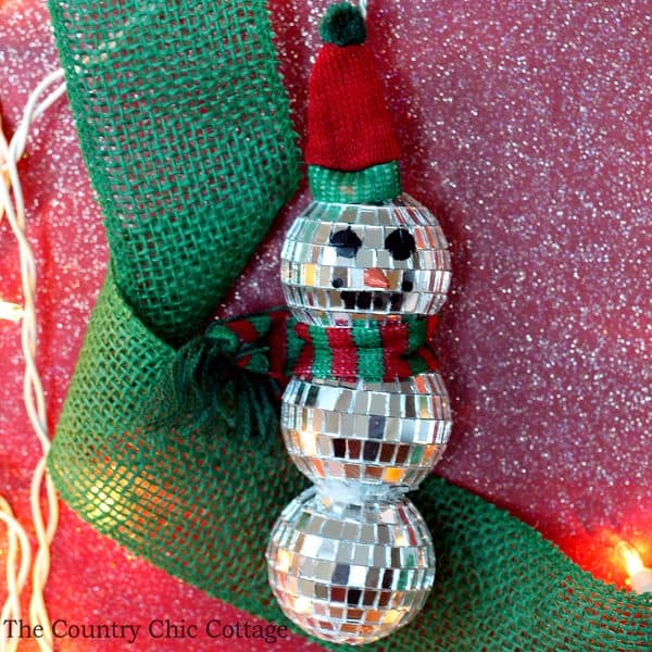 Mirror ball snowman ornament