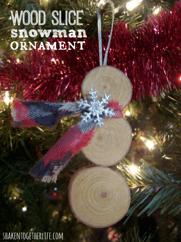 Wood slice snowman Christmas ornament