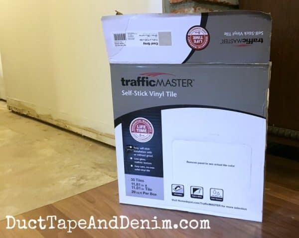 Traffic Master self-stick vinyl tile. Can be grouted. DuctTapeAndDenim.com
