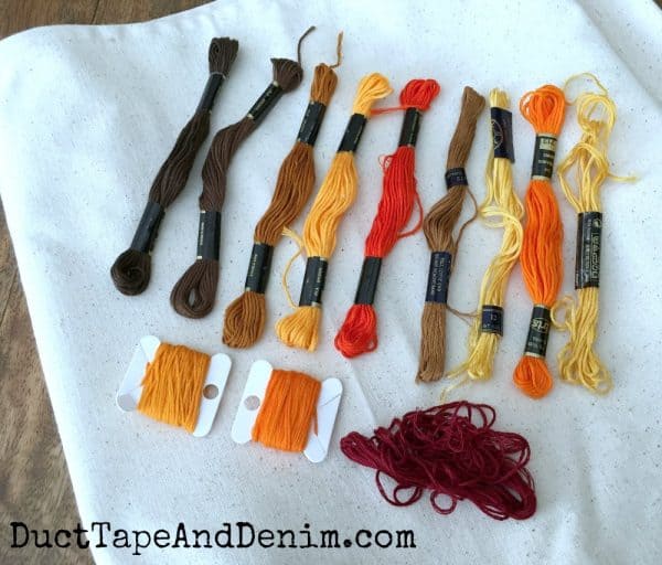 Supplies for blanket stitched fall table runner