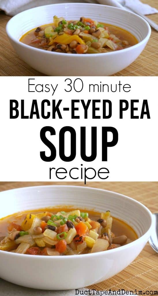 Easy 30 minute black eyed pea soup recipe on DuctTapeAndDenim.com