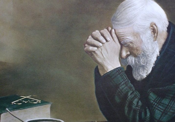 Saying grace, painting of old man praying #30DoT SQUARE